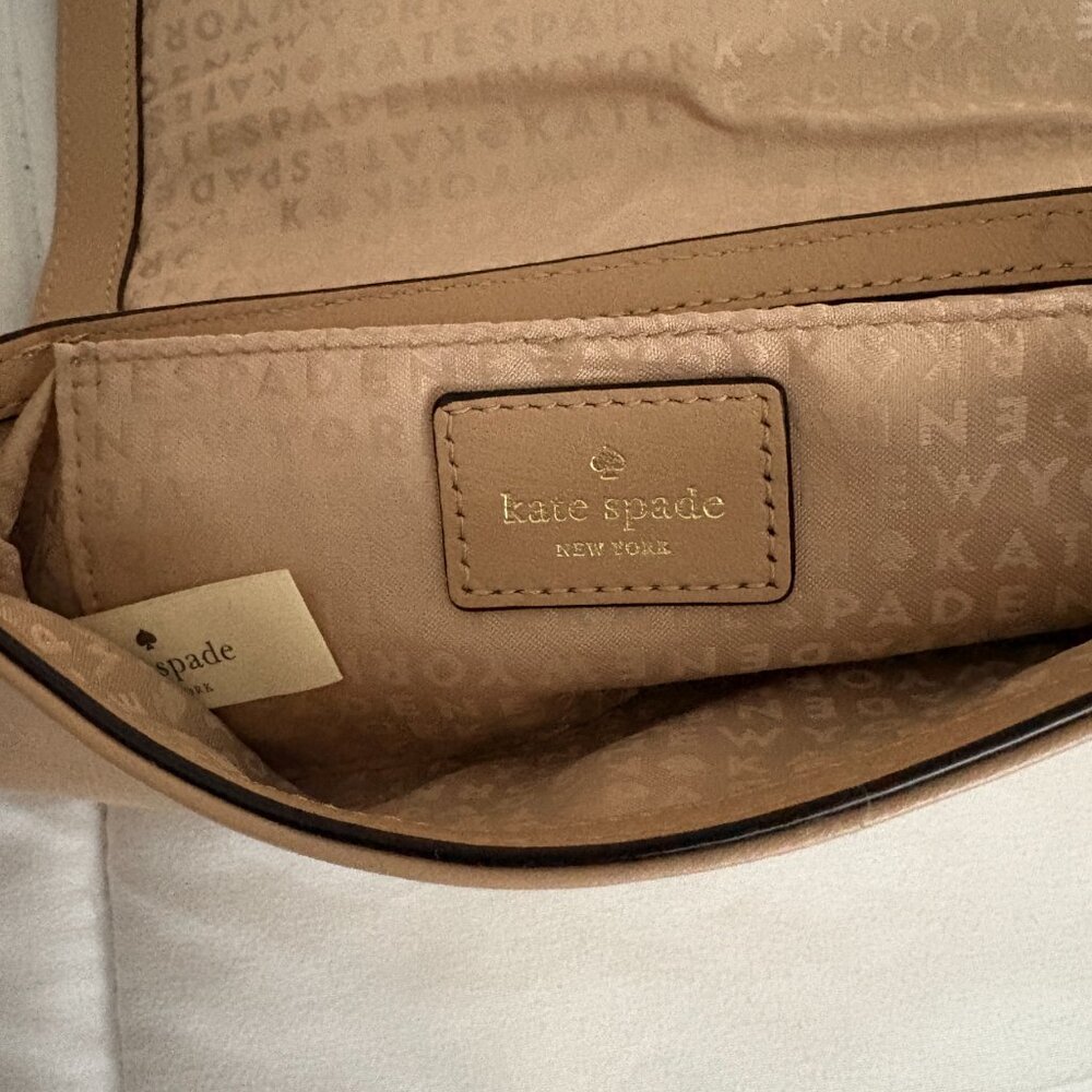 Kate Spade Hanover Street Aster Crossbody Bag Beige Black Bow Tumblr-Era Retro - Picture 9 of 10